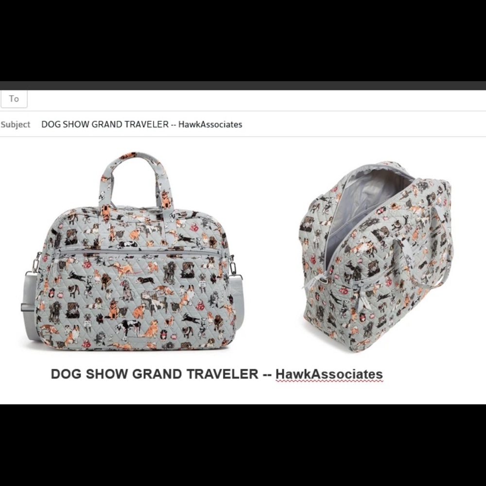 Vera Bradley Dog Show Grand Traveler Weekender Luggage Bag Carry-On NWOT